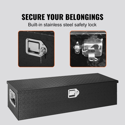Heavy Duty Aluminum Truck Bed Tool Box, Diamond Plate Tool Box with Side Handle and Lock Keys, Storage Tool V952-LCZXG39X13X10BIVQV0