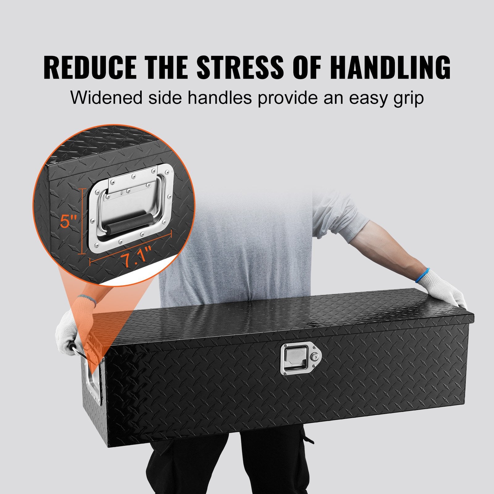 Heavy Duty Aluminum Truck Bed Tool Box, Diamond Plate Tool Box with Side Handle and Lock Keys, Storage Tool V952-LCZXG39X13X10BIVQV0
