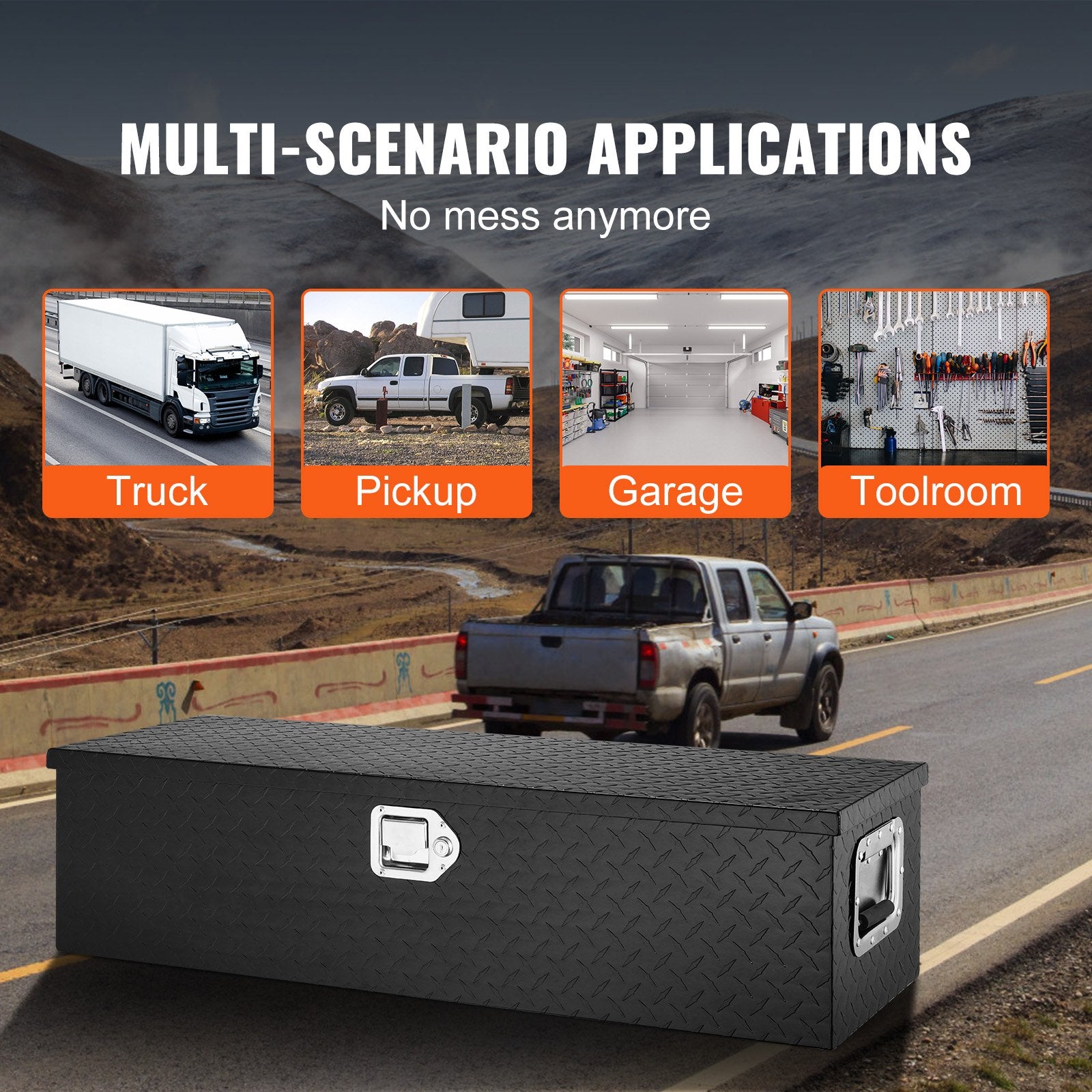 Heavy Duty Aluminum Truck Bed Tool Box, Diamond Plate Tool Box with Side Handle and Lock Keys, Storage Tool V952-LCZXG39X13X10BIVQV0
