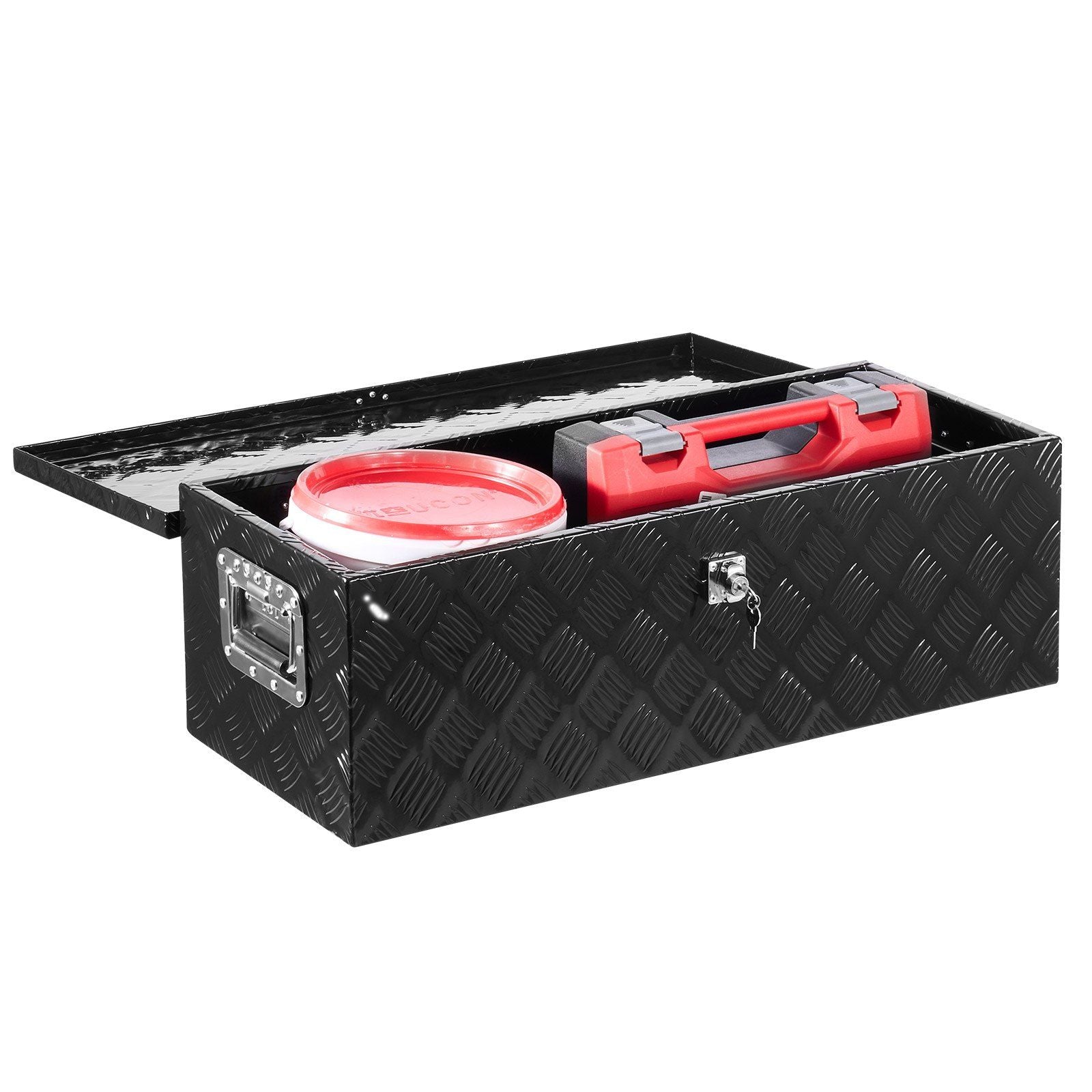 Heavy Duty Aluminum Truck Bed Tool Box, Stripes Plated Tool Box with Side Handle and Lock Keys, Storage V952-LCZXGJX301392MXYR002V0
