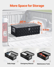 Heavy Duty Aluminum Truck Bed Tool Box, Stripes Plated Tool Box with Side Handle and Lock Keys, Storage V952-LCZXGJX301392MXYR002V0