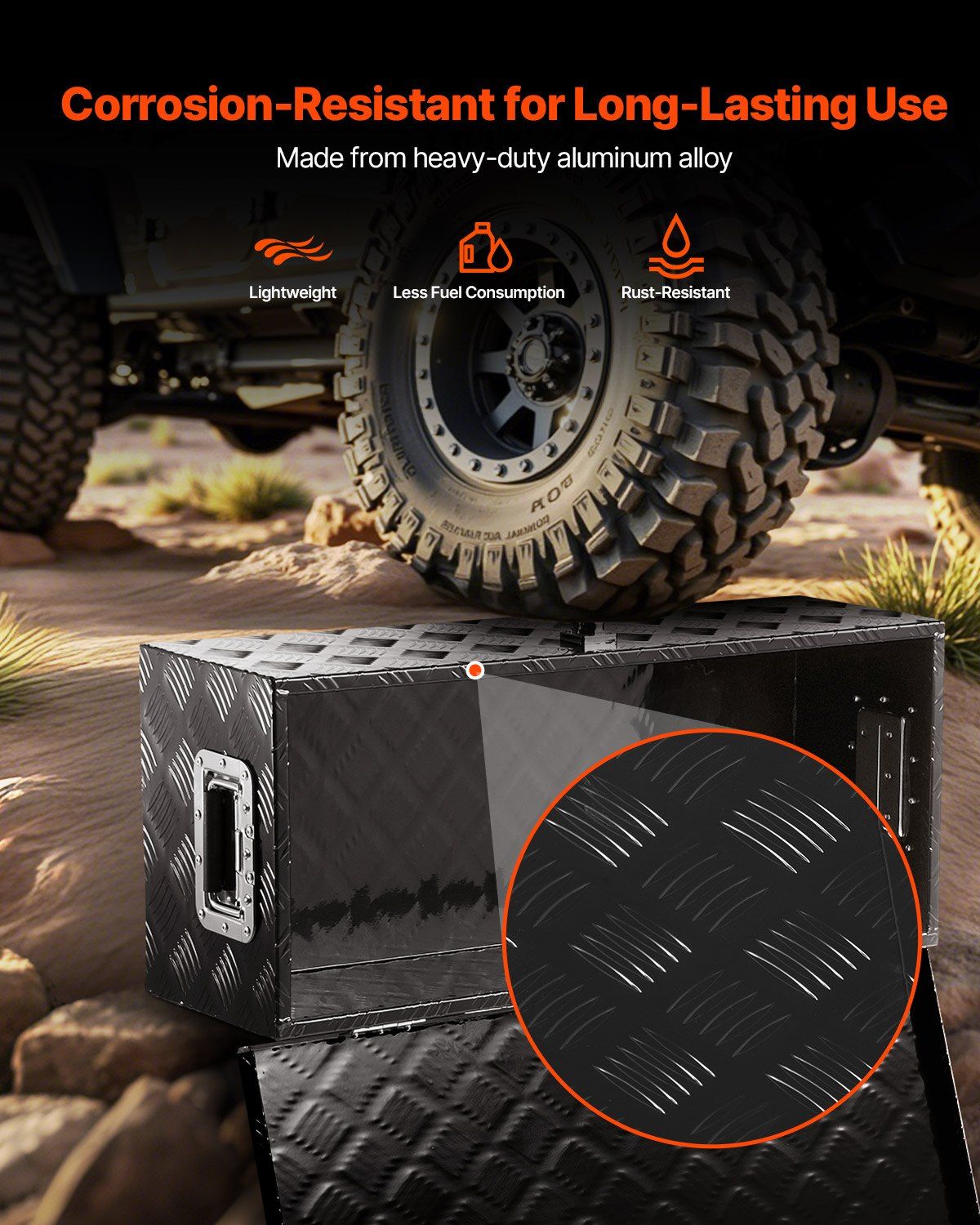 Heavy Duty Aluminum Truck Bed Tool Box, Stripes Plated Tool Box with Side Handle and Lock Keys, Storage V952-LCZXGJX301392MXYR002V0