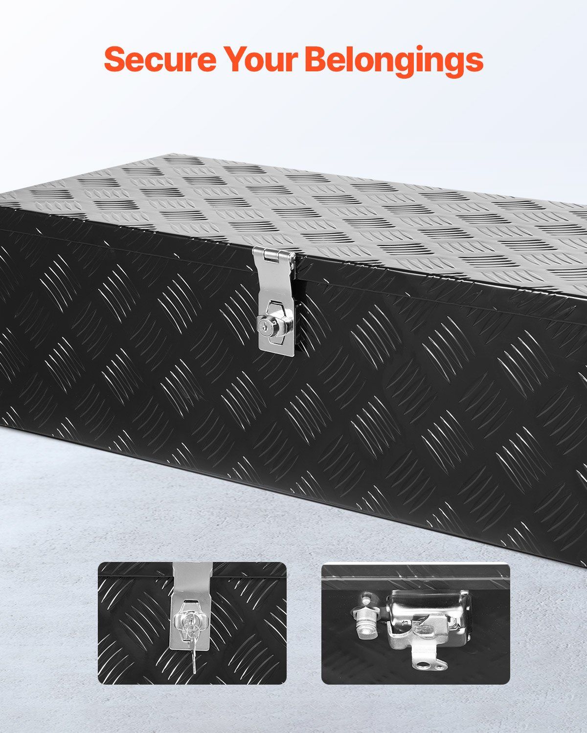 Heavy Duty Aluminum Truck Bed Tool Box, Stripes Plated Tool Box with Side Handle and Lock Keys, Storage V952-LCZXGJX301392MXYR002V0