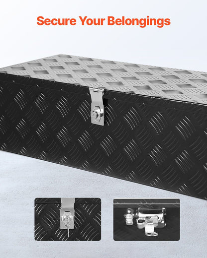 Heavy Duty Aluminum Truck Bed Tool Box, Stripes Plated Tool Box with Side Handle and Lock Keys, Storage V952-LCZXGJX301392MXYR002V0