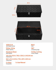 Heavy Duty Aluminum Truck Bed Tool Box, Stripes Plated Tool Box with Side Handle and Lock Keys, Storage V952-LCZXGJX301392MXYR002V0
