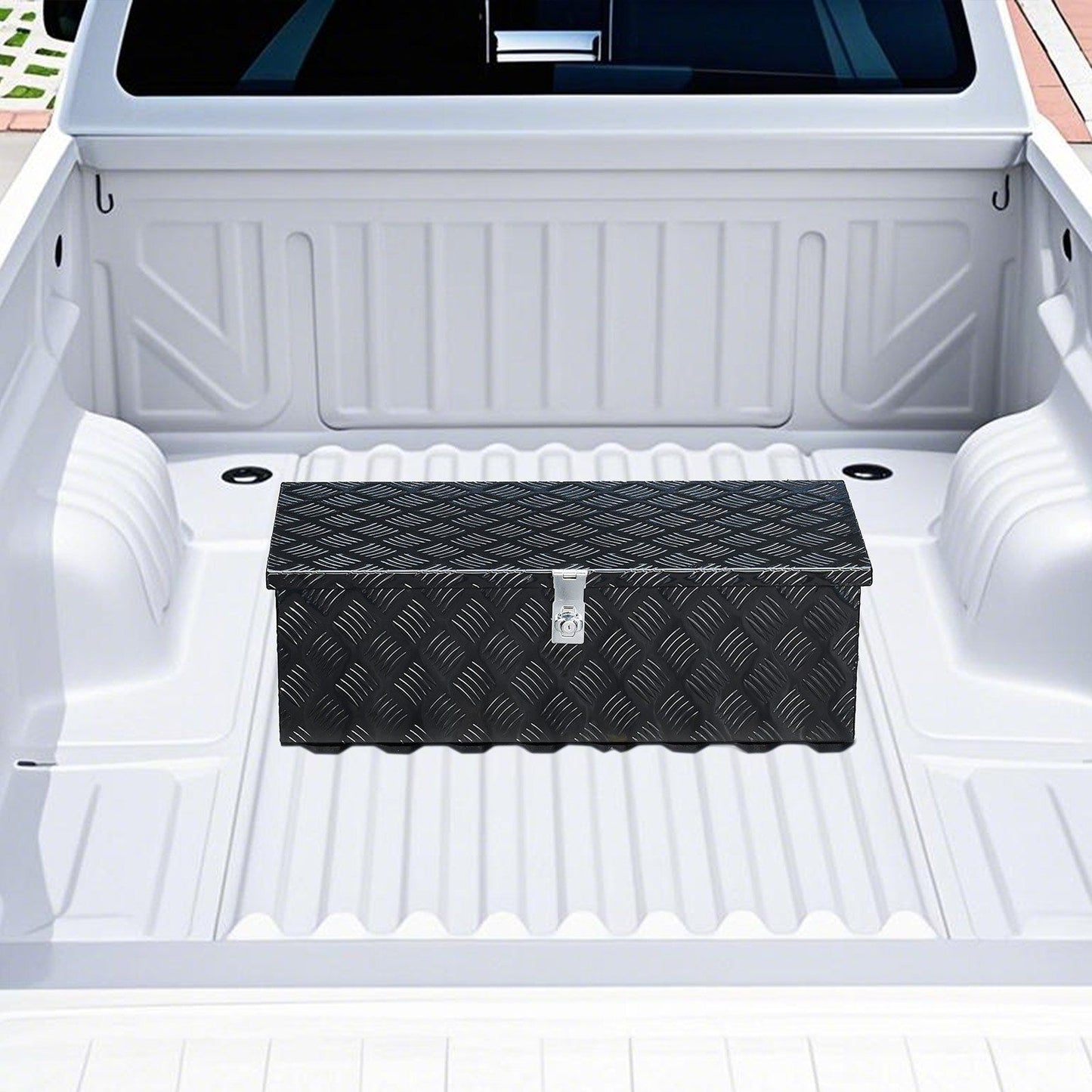 Heavy Duty Aluminum Truck Bed Tool Box, Stripes Plated Tool Box with Side Handle and Lock Keys, Storage V952-LCZXGJX301392MXYR002V0