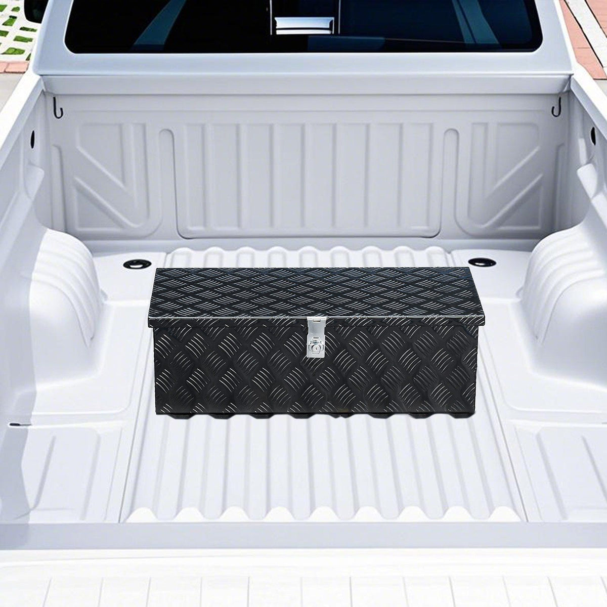 Heavy Duty Aluminum Truck Bed Tool Box, Stripes Plated Tool Box with Side Handle and Lock Keys, Storage V952-LCZXGJX301392MXYR002V0