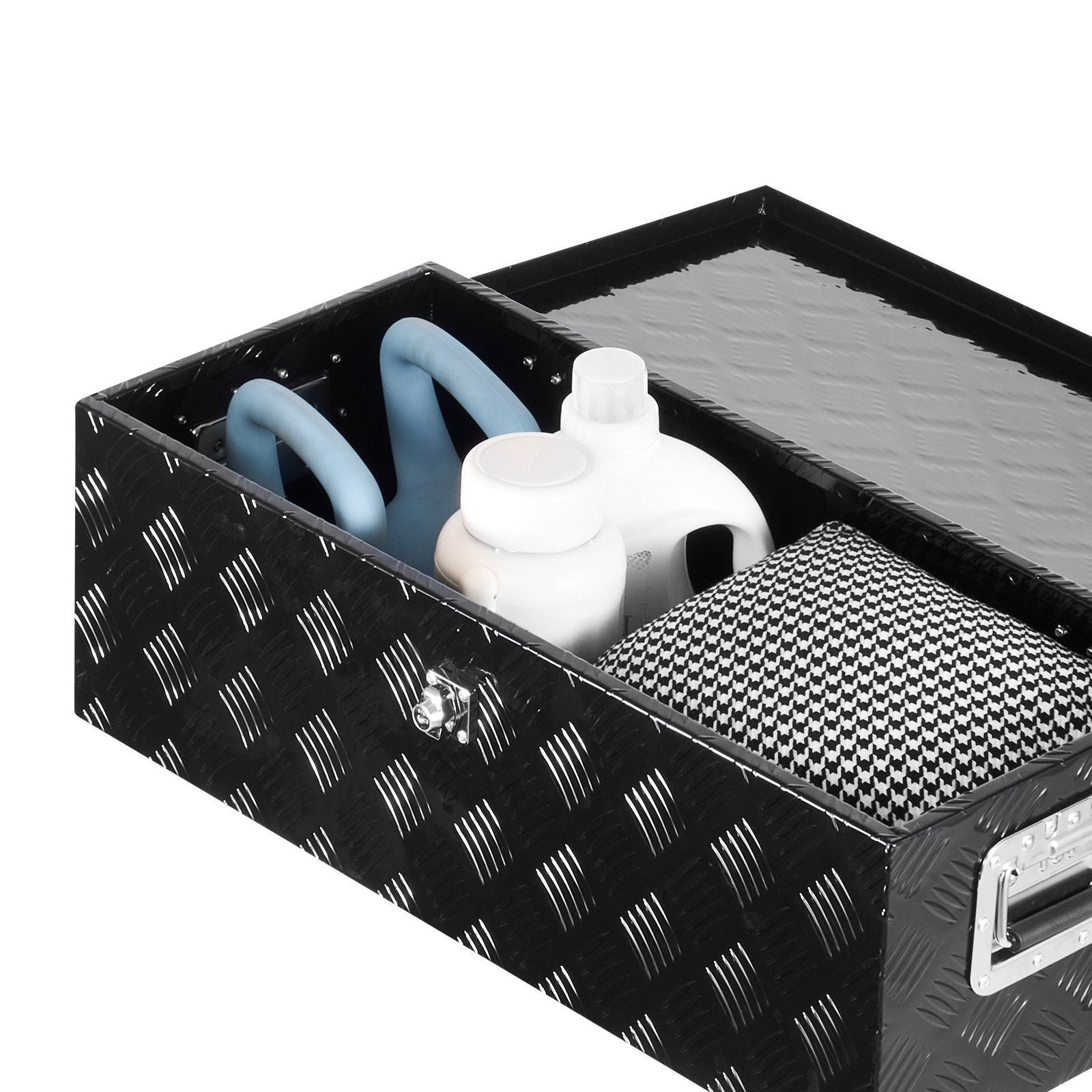Heavy Duty Aluminum Truck Bed Tool Box, Stripes Plated Tool Box with Side Handle and Lock Keys, Storage V952-LCZXGJX301392MXYR002V0