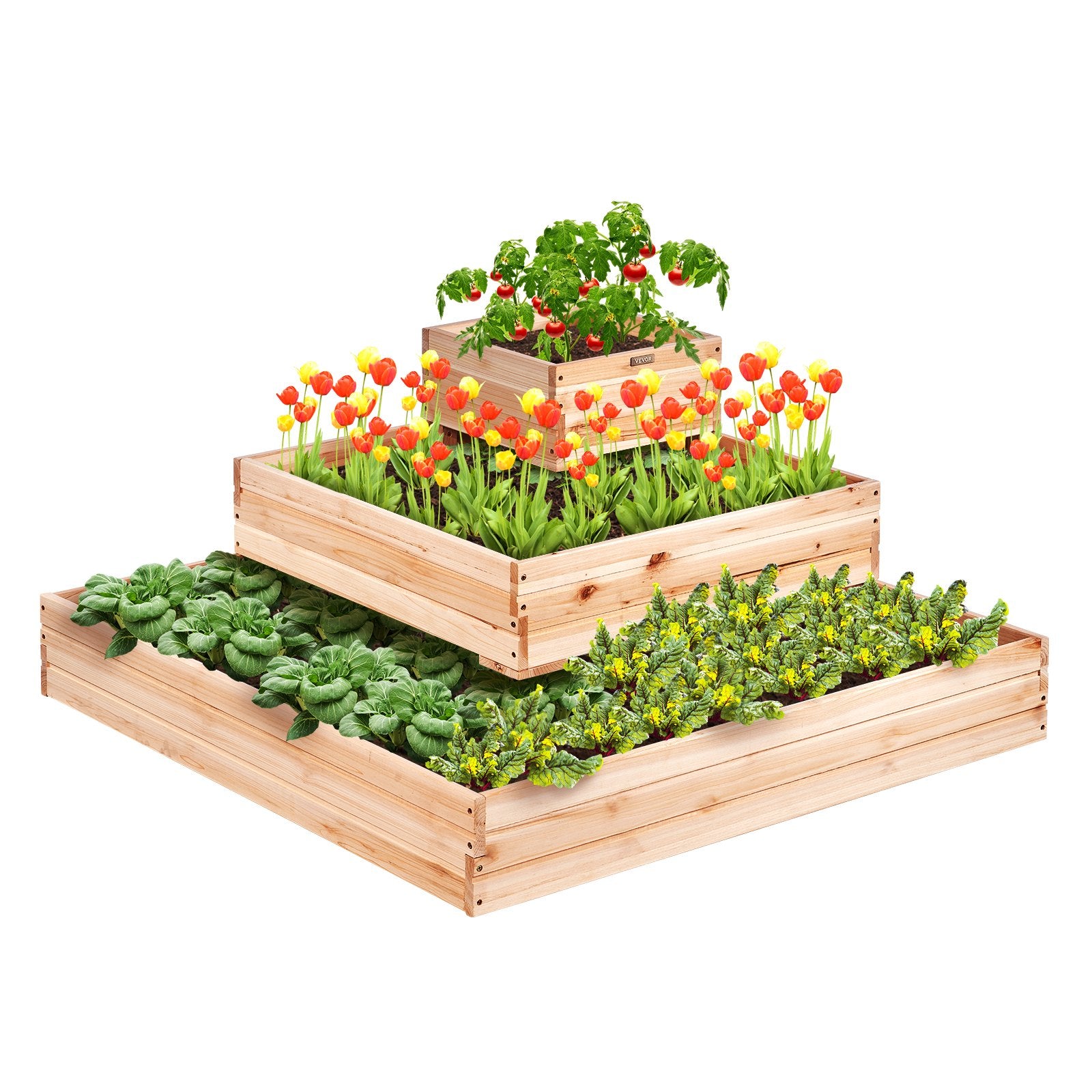 Wooden Raised Garden Bed Planter Box 113 x 113 x 51 cm Flower Vegetable Herb V952-LD11311351CM1PKZAV0