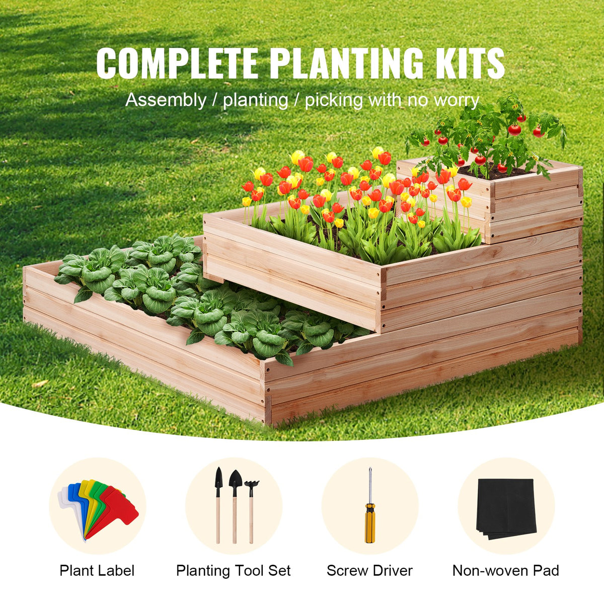 Wooden Raised Garden Bed Planter Box 113 x 113 x 51 cm Flower Vegetable Herb V952-LD11311351CM1PKZAV0