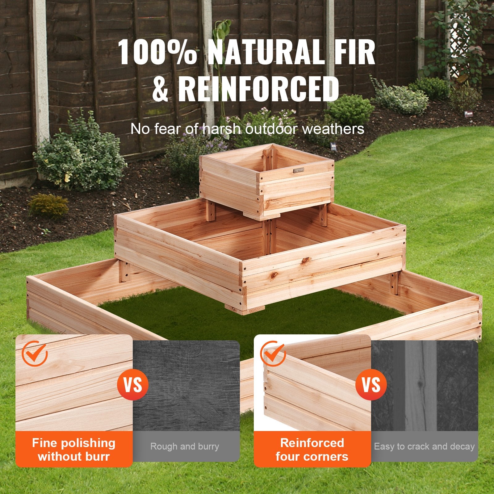 Wooden Raised Garden Bed Planter Box 113 x 113 x 51 cm Flower Vegetable Herb V952-LD11311351CM1PKZAV0