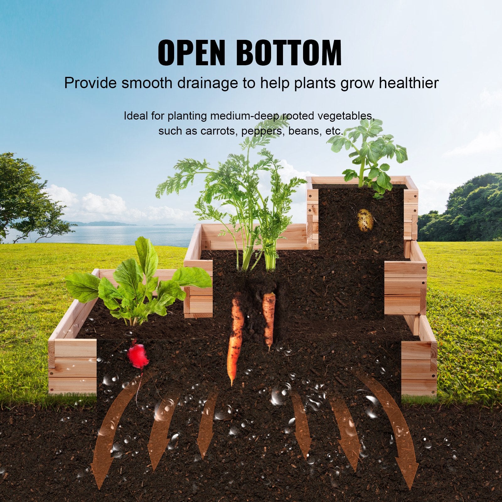 Wooden Raised Garden Bed Planter Box 113 x 113 x 51 cm Flower Vegetable Herb V952-LD11311351CM1PKZAV0