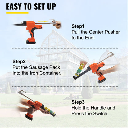 Sausage Caulking Gun Silicone Gun 20V Iron Caulking Gun 10 OZ/300 ML V952-LDACTGYJQ20VNWBUAV3