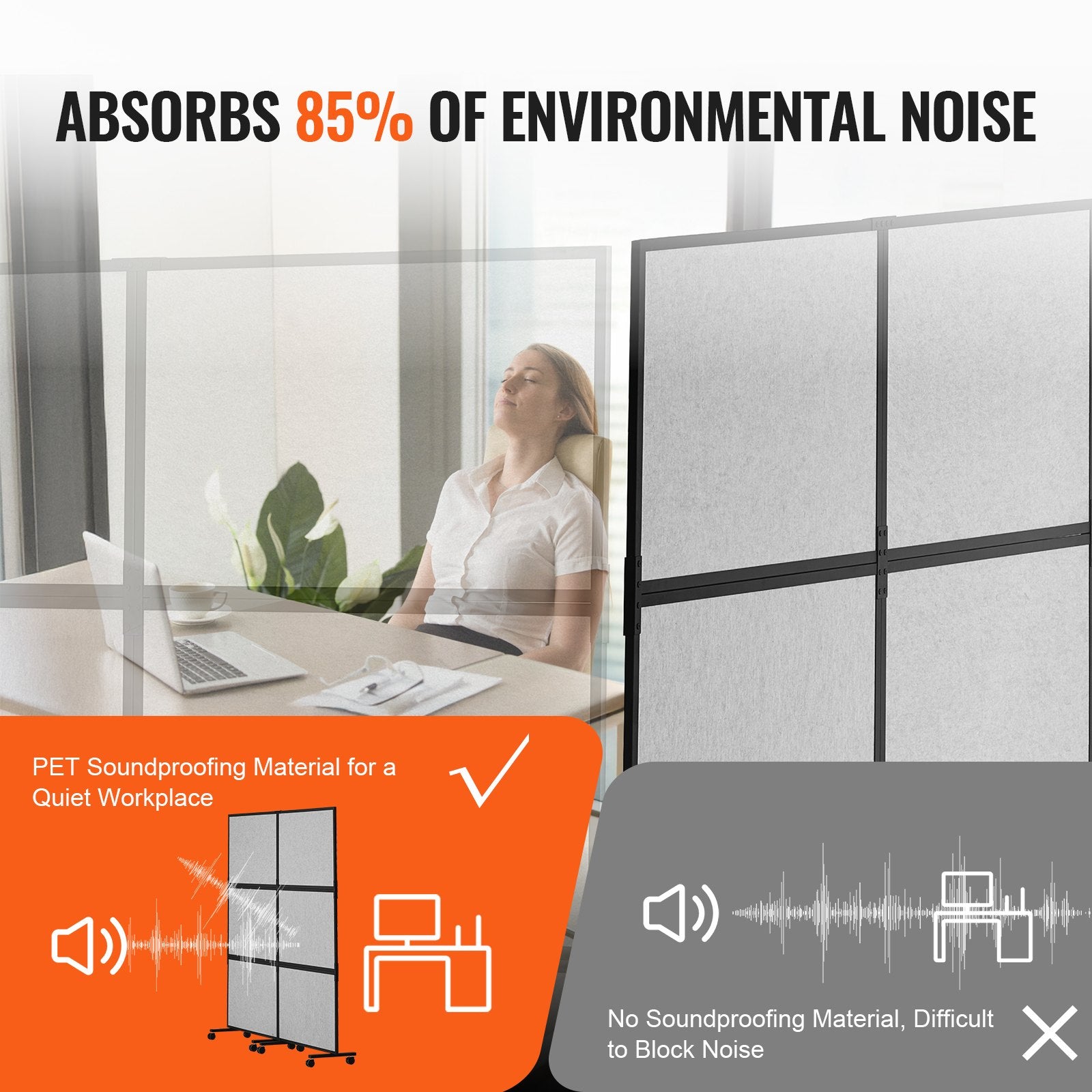 Acoustic Room Divider Partition Panel Privacy Screen 2 Pack Light Gray V952-LDSGYPF7266I63D57V0