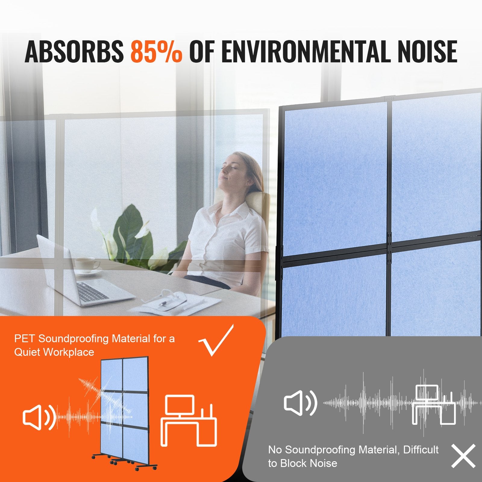 Acoustic Room Divider Partition Panel Privacy Screen 2 Pack Indigo Blue V952-LDSGYPF7266IDIWPSV0