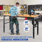Adjustable Workbench, 1220 x 508 x 968 mm Garage Table with 719-968 mm Heights & 900 kg Load Capacity, with V952-LDSGZTSM4820V400PV3
