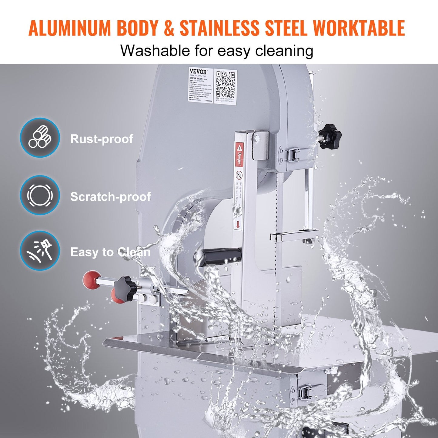 1500W Commercial Electric Meat Bandsaw Stainless Steel Bone Sawing Machine V952-LDSJRJ1500WLQHW2TV3