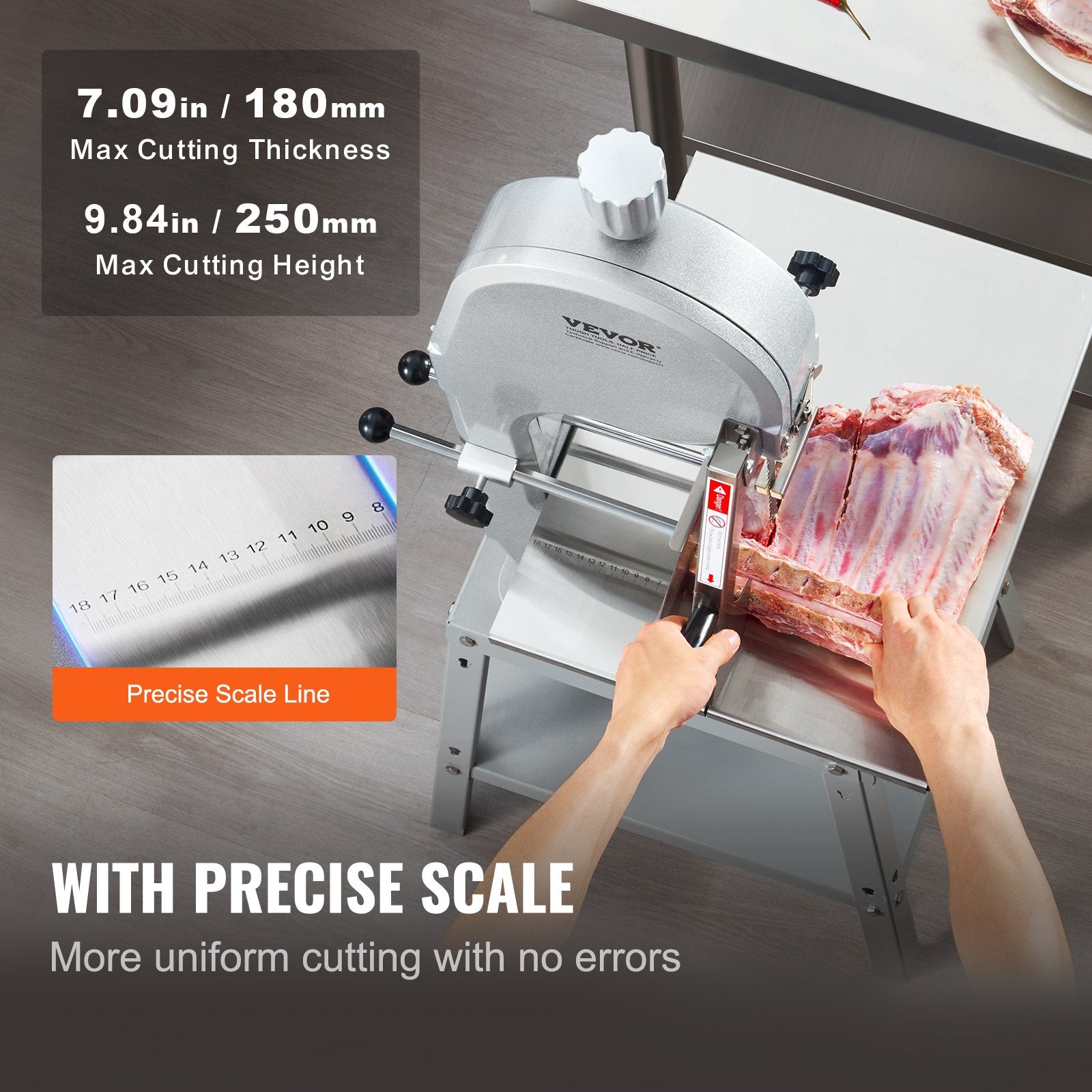 1800W Commercial Electric Meat Bandsaw Stainless Steel Bone Sawing Machine V952-LDSJRJ2200WLXQZ6AV3