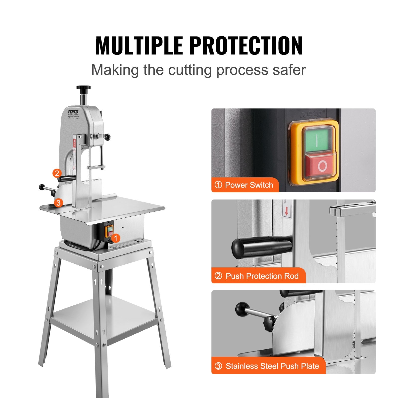 1800W Commercial Electric Meat Bandsaw Stainless Steel Bone Sawing Machine V952-LDSJRJ2200WLXQZ6AV3