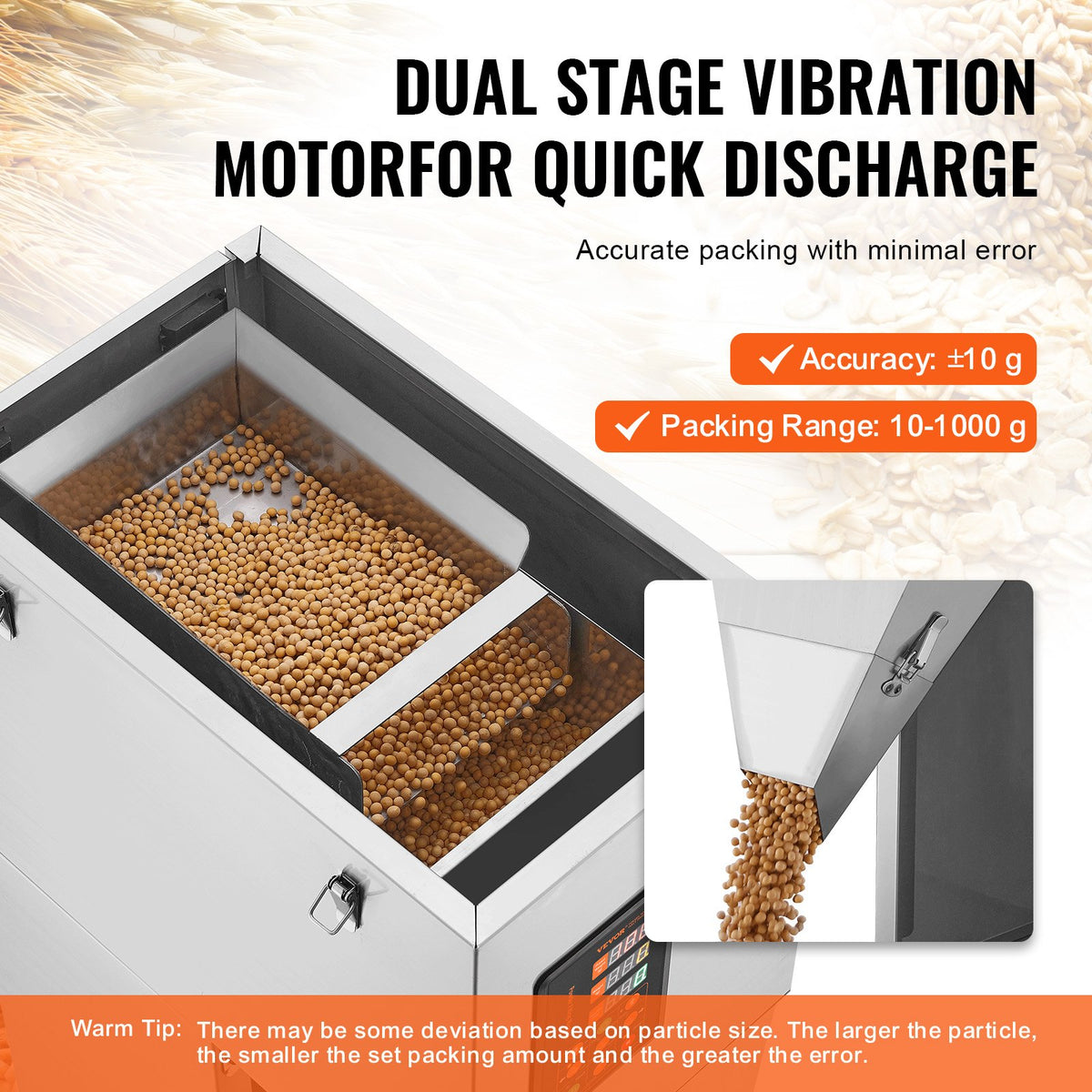Particle Filling Machine, 10-1000g, Automatic Filler Machine with Foot Pedal, Stainless Steel Weighing V952-LDSKLFZJBZD15EGL0V3