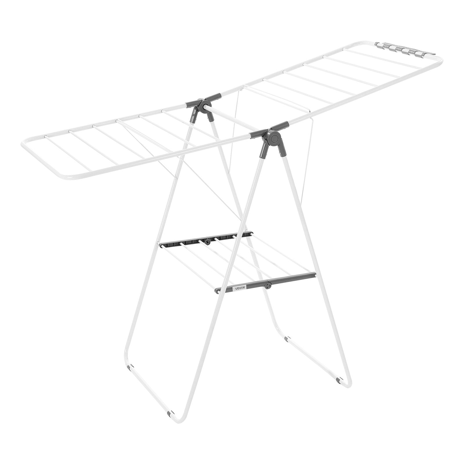 2-Tier Foldable Clothes Drying Rack with Sock Clips & 21 Drying Rods White V952-LDSLYJAX5059Q3FK5001V0