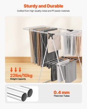 2-Tier Foldable Clothes Drying Rack with Sock Clips & 21 Drying Rods White V952-LDSLYJAX5059Q3FK5001V0