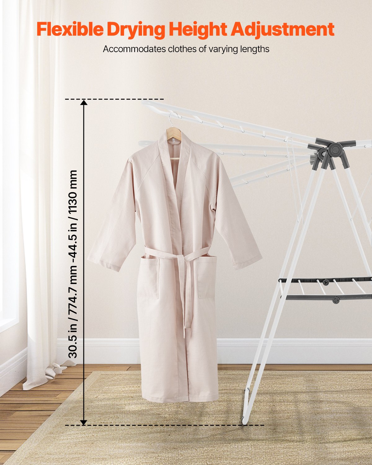 2-Tier Foldable Clothes Drying Rack with Sock Clips & 21 Drying Rods White V952-LDSLYJAX5059Q3FK5001V0
