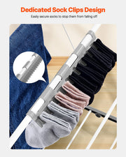 2-Tier Foldable Clothes Drying Rack with Sock Clips & 21 Drying Rods White V952-LDSLYJAX5059Q3FK5001V0