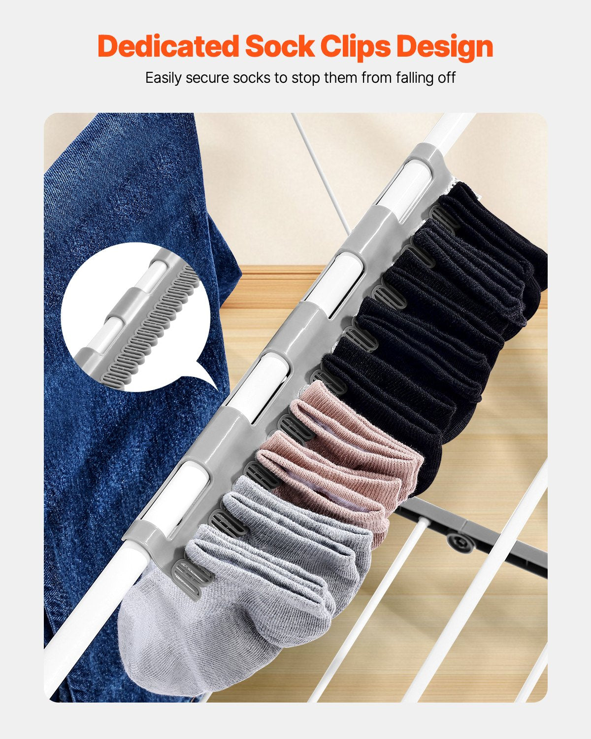 2-Tier Foldable Clothes Drying Rack with Sock Clips & 21 Drying Rods White V952-LDSLYJAX5059Q3FK5001V0