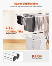 2-Tier Foldable Clothes Drying Rack with Sock Clips & 31 Drying Rods White V952-LDSLYJAX6014YHE3H001V0