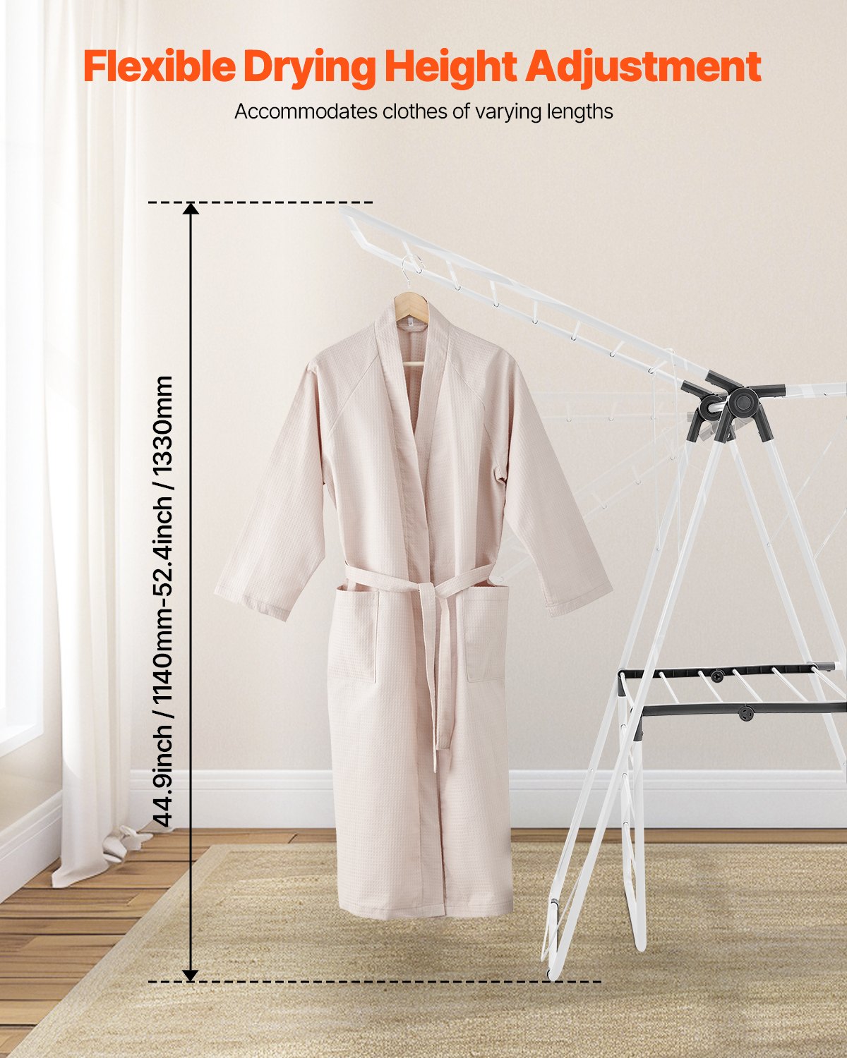 2-Tier Foldable Clothes Drying Rack with Sock Clips & 31 Drying Rods White V952-LDSLYJAX6014YHE3H001V0