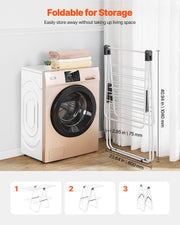 2-Tier Foldable Clothes Drying Rack with Sock Clips & 31 Drying Rods White V952-LDSLYJAX6014YHE3H001V0