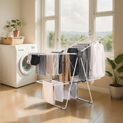 2-Tier Foldable Clothes Drying Rack with Sock Clips & 31 Drying Rods White V952-LDSLYJAX6014YHE3H001V0