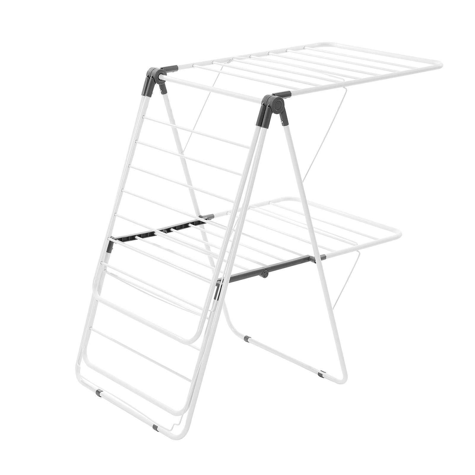 2-Tier Foldable Clothes Drying Rack with Sock Clips & 31 Drying Rods White V952-LDSLYJAX6014YHE3H001V0