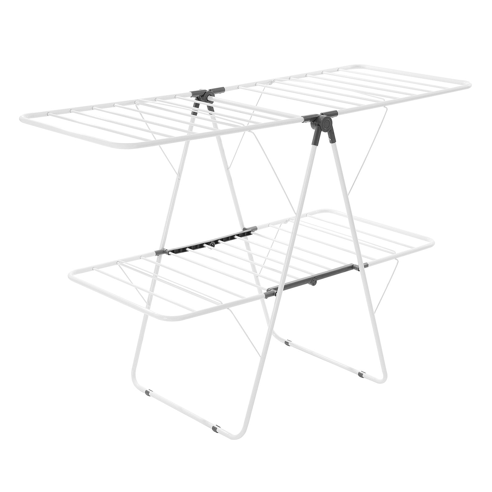 2-Tier Foldable Clothes Drying Rack with Sock Clips & 31 Drying Rods White V952-LDSLYJAX6014YHE3H001V0