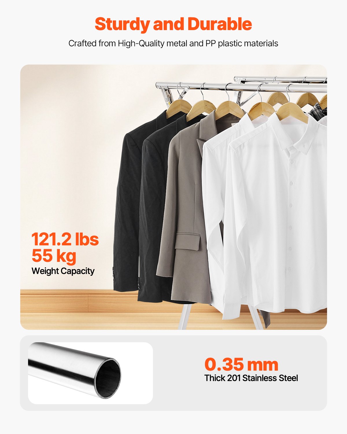 2-Tier Telescopic Clothes Drying Rack w/ 30 Windproof Holes & 2 Shoe Hooks V952-LDSLYJXX1413RO4HO001V0