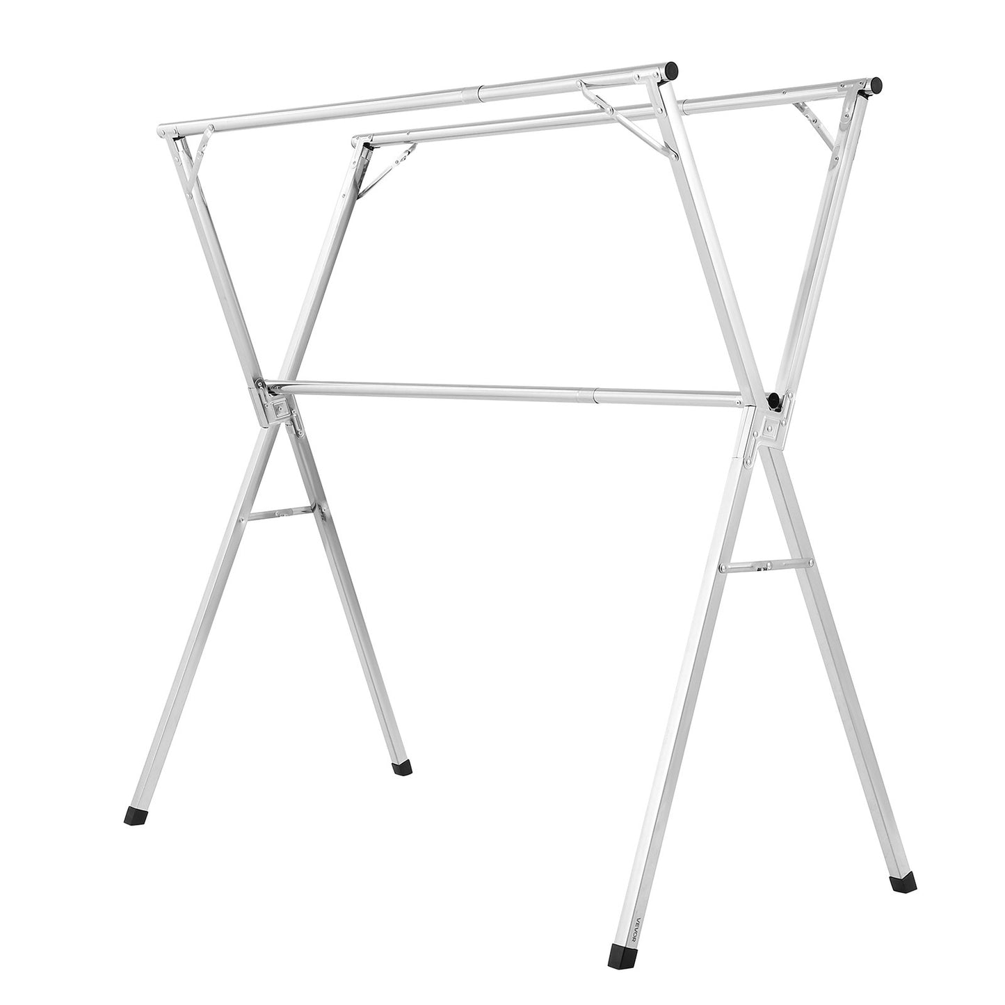 2-Tier Telescopic Clothes Drying Rack w/ 30 Windproof Holes & 2 Shoe Hooks V952-LDSLYJXX1413RO4HO001V0