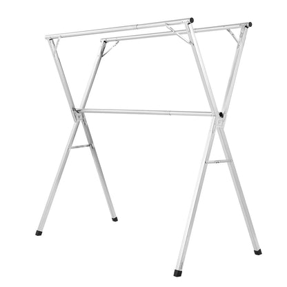 2-Tier Telescopic Clothes Drying Rack w/ 30 Windproof Holes & 2 Shoe Hooks V952-LDSLYJXX1413RO4HO001V0