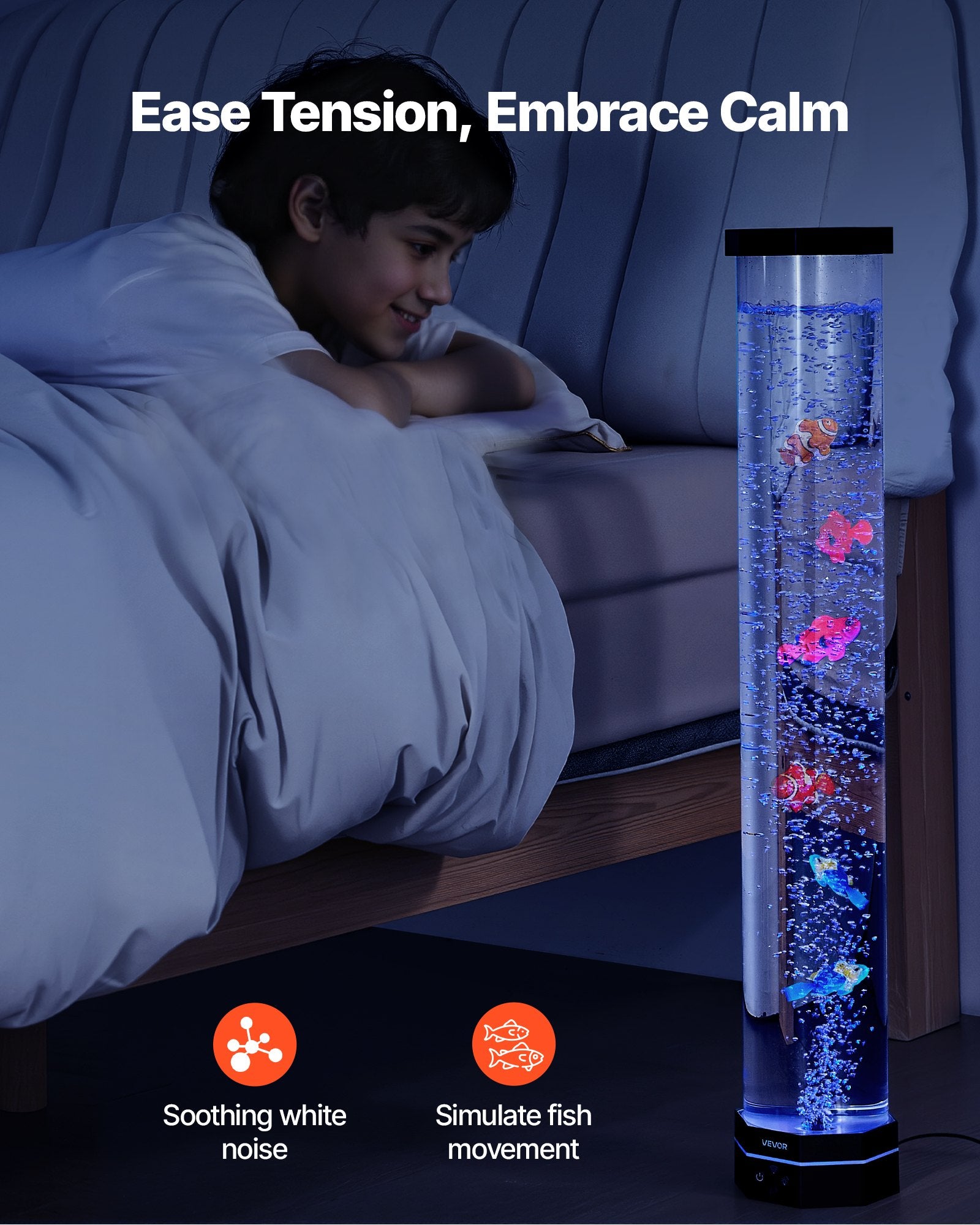 Bubble Tube Lamp 16 Color 80 cm Sensory Aquarium Lamp for Relief Calming V952-LDSQPDLS32YCAW2BD001V9