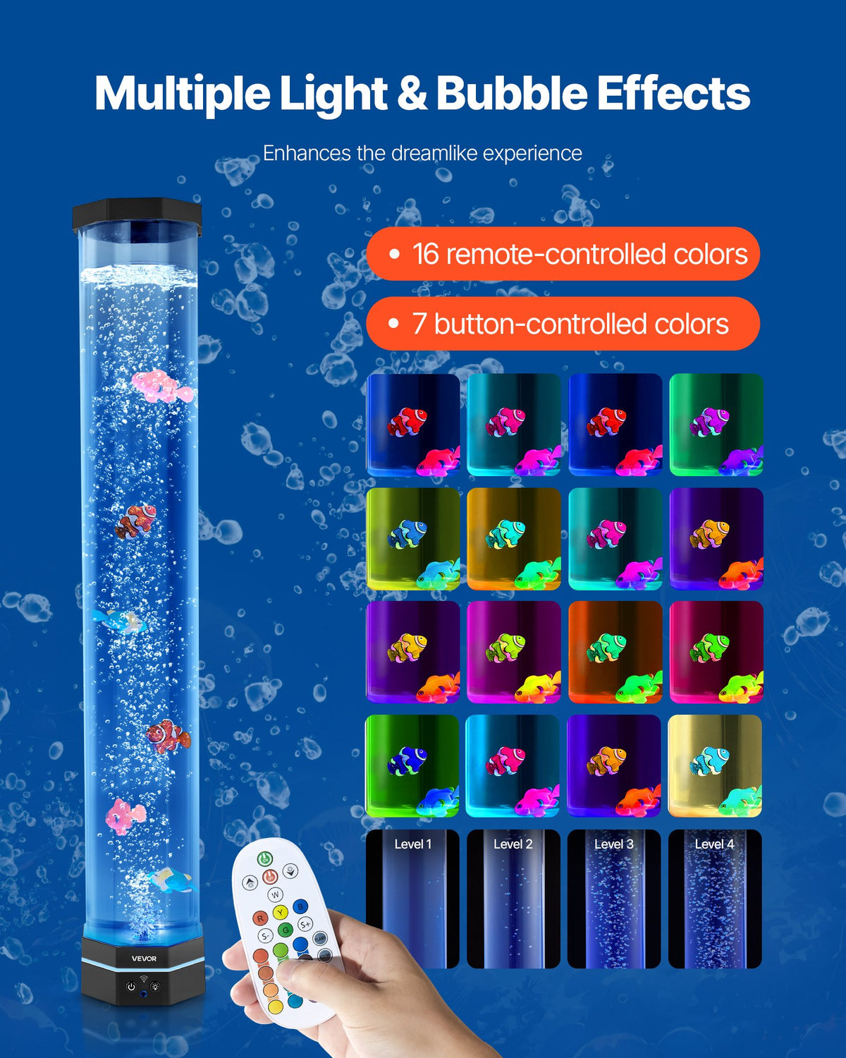 Bubble Tube Lamp 16 Color 80 cm Sensory Aquarium Lamp for Relief Calming V952-LDSQPDLS32YCAW2BD001V9
