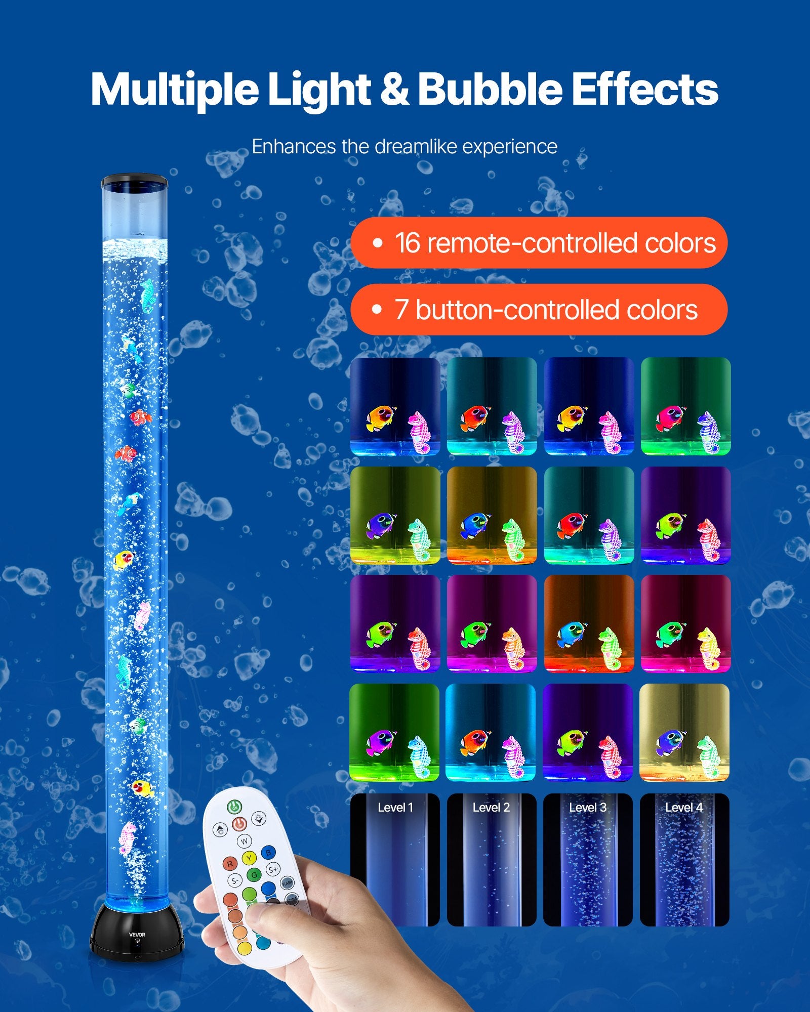 Bubble Tube Lamp 16 Color 1.2 m Sensory Aquarium Lamp for Relief Calming V952-LDSQPDLS48YCRIJF7001V9