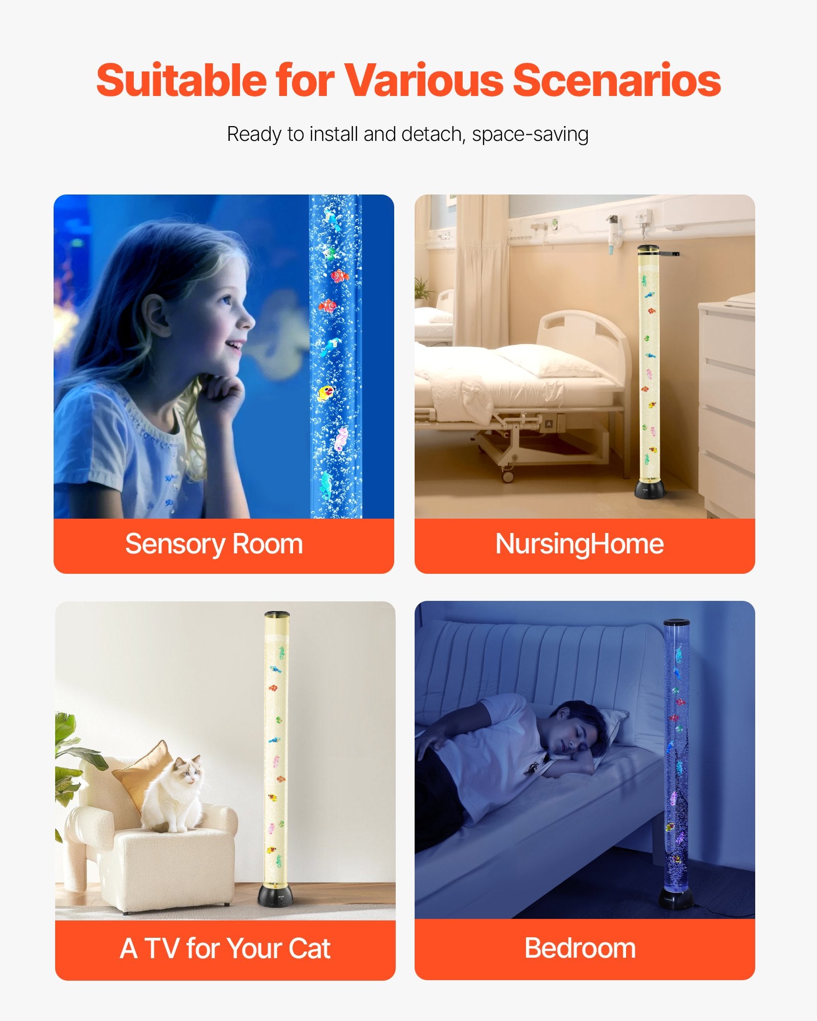 Bubble Tube Lamp 16 Color 1.2 m Sensory Aquarium Lamp for Relief Calming V952-LDSQPDLS48YCRIJF7001V9