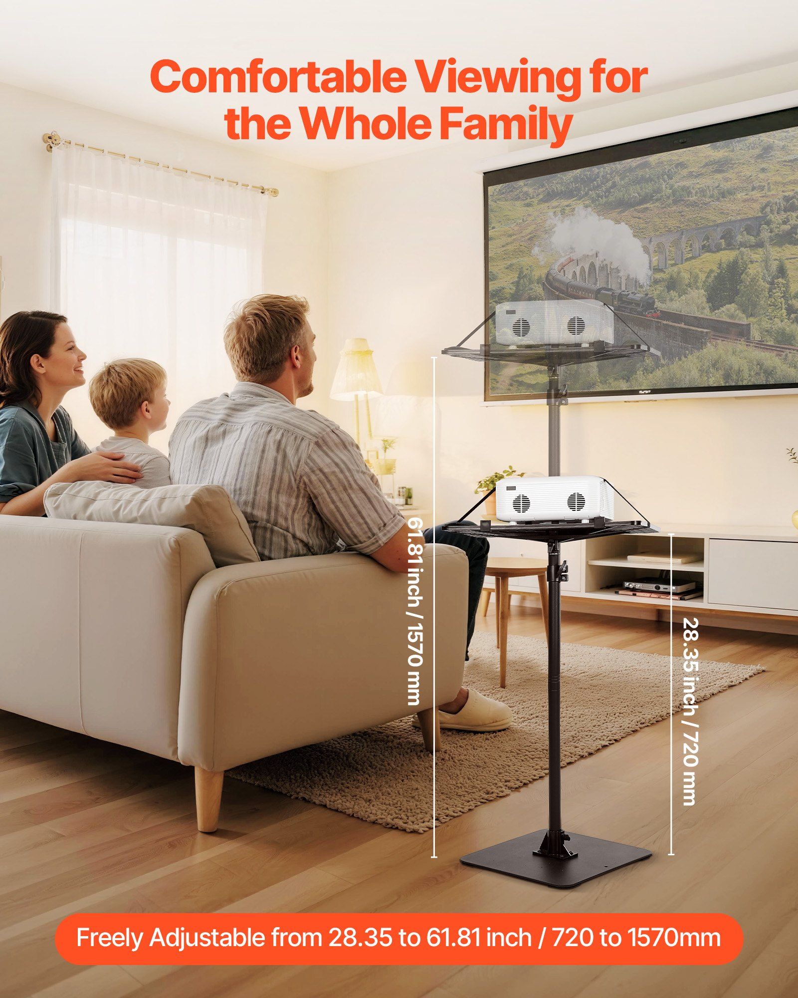 Projector Stand, Projector Floor Stand with Adjustable Height 770 to 1610mm, 360 degrees Horizontal Rotation V952-LDSTYYZJ187LNN12E001V0