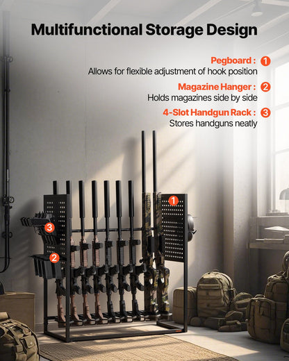 Gun Rack, Floor Standing, Indoor Heavy Duty Steel Rifle Shotgun Rack Stand, Freestanding Gun Display Storage V952-LDSZSQJJS9QW31N9A001V0