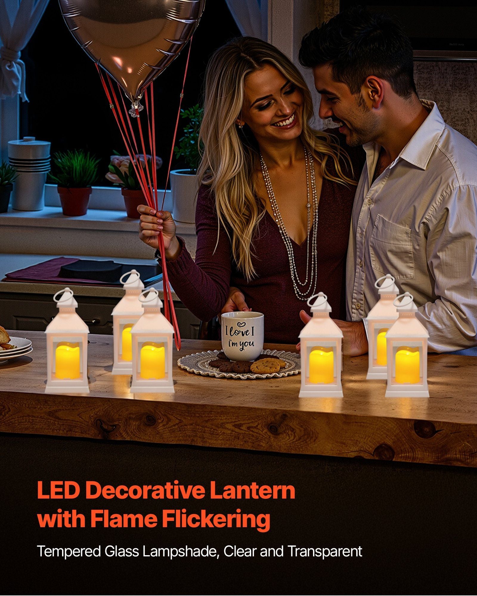 12 Pcs Decorative Candle Lantern, LED Electric Flameless Candle, Plastic LED Holder with Glass, Wall Hanging V952-LEDCDBS10INCDW7VW001V9