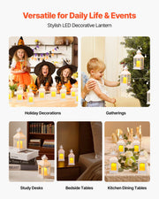 12 Pcs Decorative Candle Lantern, LED Electric Flameless Candle, Plastic LED Holder with Glass, Wall Hanging V952-LEDCDBS10INCDW7VW001V9