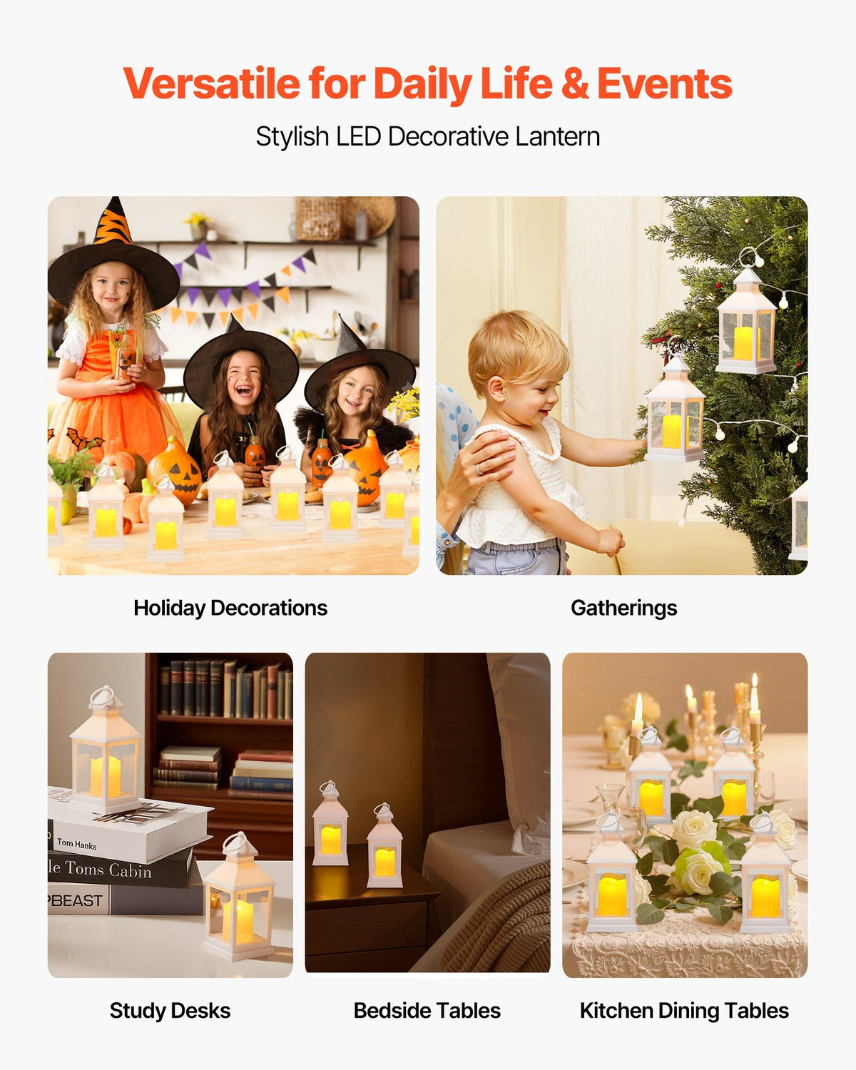 12 Pcs Decorative Candle Lantern, LED Electric Flameless Candle, Plastic LED Holder with Glass, Wall Hanging V952-LEDCDBS10INCDW7VW001V9