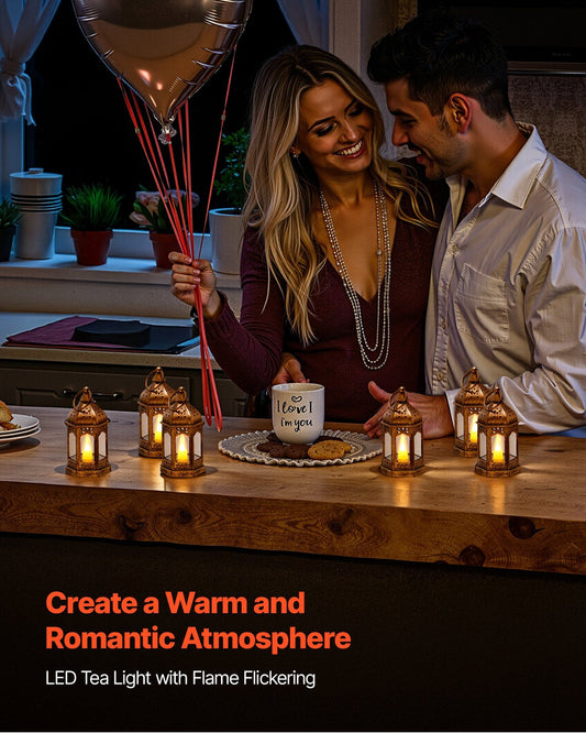 12 Pcs Decorative Candle Lantern, LED Electric Flameless Candle, Plastic LED Holder with Glass, Wall Hanging V952-LEDCDGTS6INCDMEMF001V9