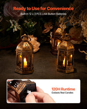 12 Pcs Decorative Candle Lantern, LED Electric Flameless Candle, Plastic LED Holder with Glass, Wall Hanging V952-LEDCDGTS6INCDMEMF001V9