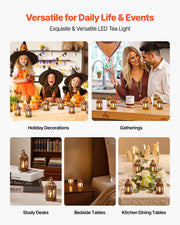 12 Pcs Decorative Candle Lantern, LED Electric Flameless Candle, Plastic LED Holder with Glass, Wall Hanging V952-LEDCDGTS6INCDMEMF001V9